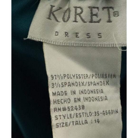 Vintage 90s KORET Teal Blue Green Microsuede Skirt Suit Set Jacket 14 Old Money - Picture 8 of 8